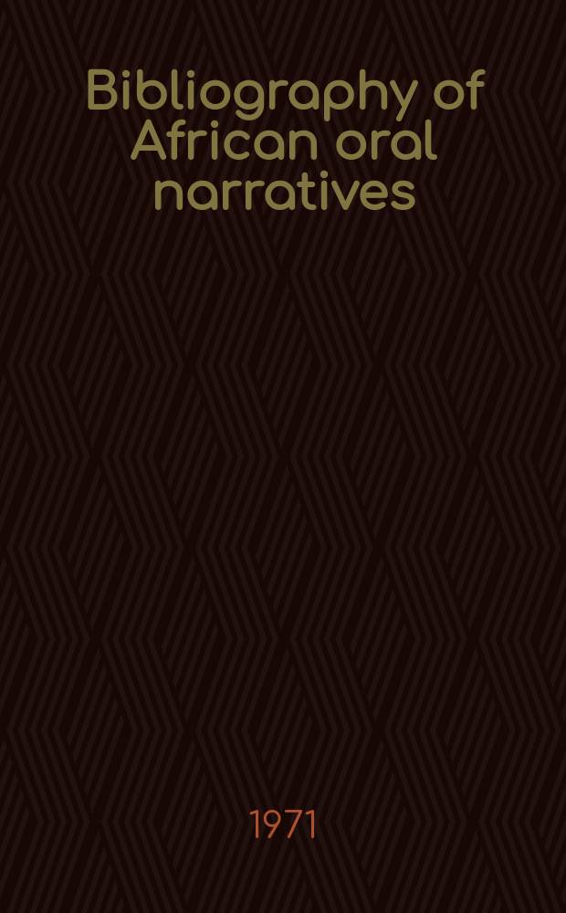 Bibliography of African oral narratives