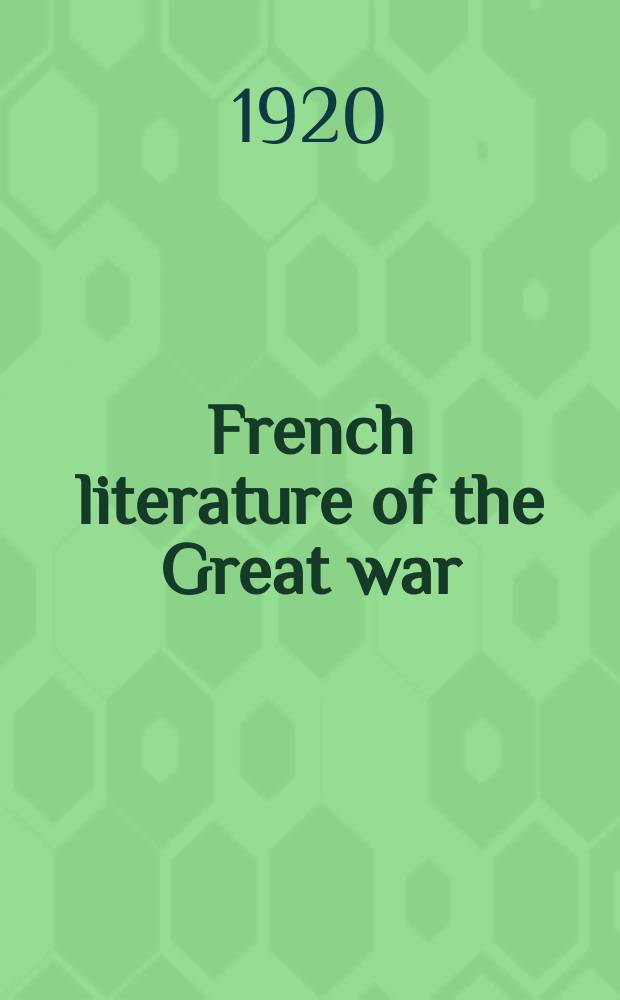 French literature of the Great war