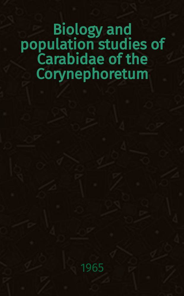 Biology and population studies of Carabidae of the Corynephoretum