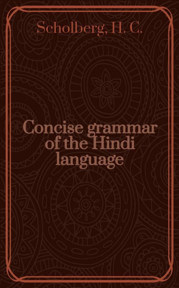 Concise grammar of the Hindi language