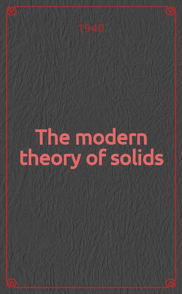 The modern theory of solids