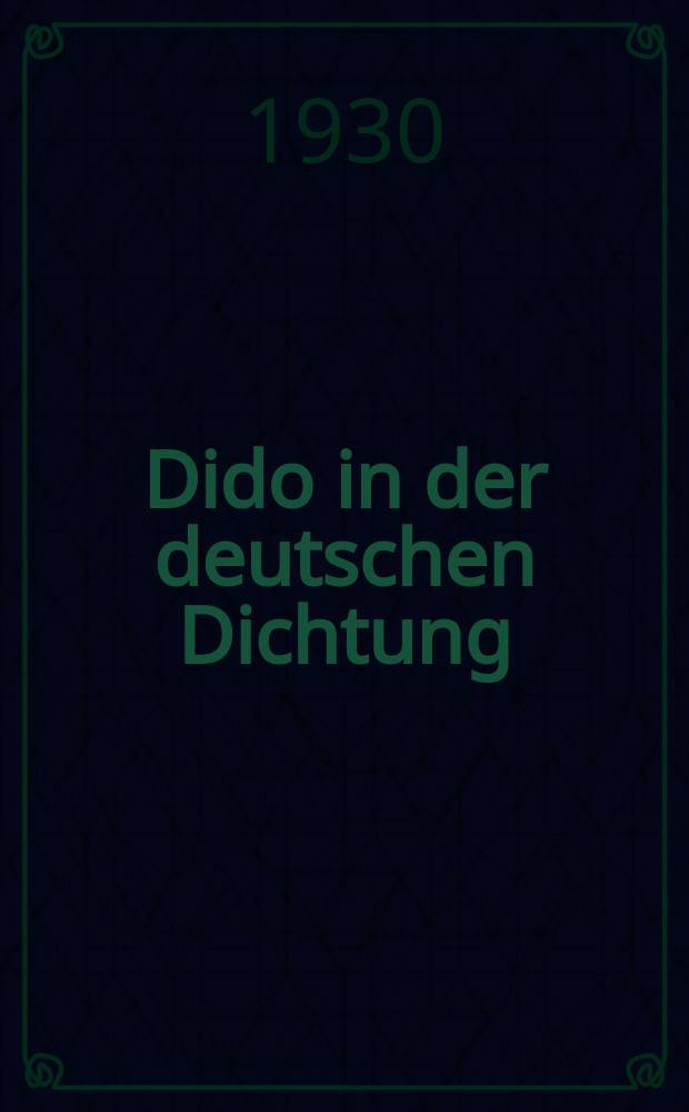 Dido in der deutschen Dichtung