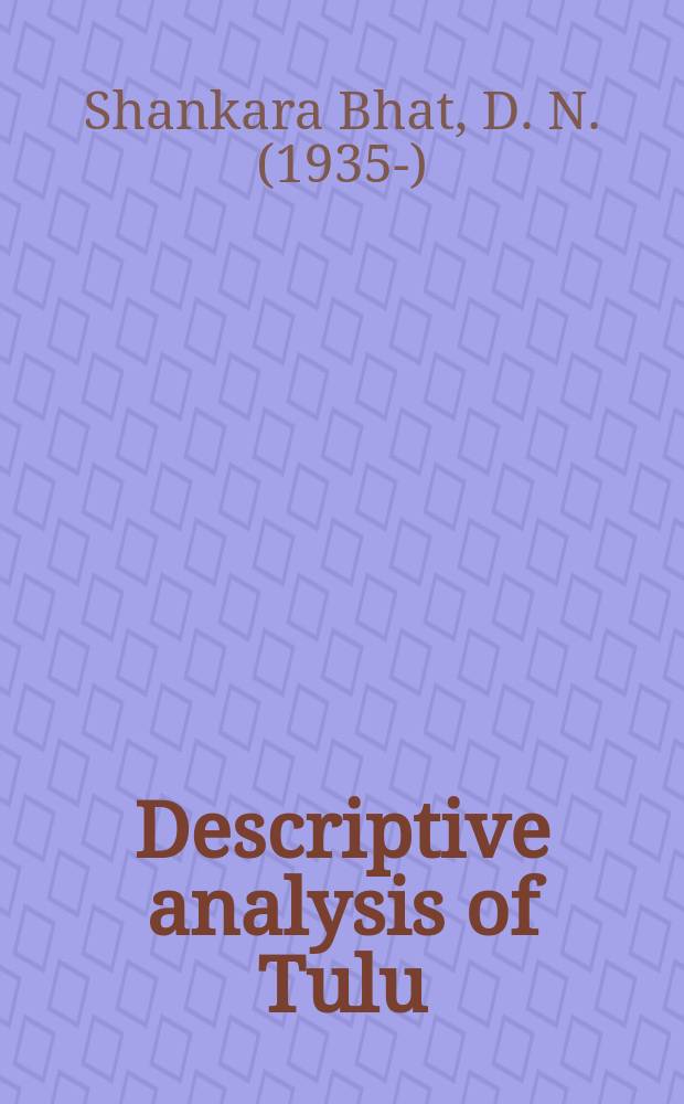 Descriptive analysis of Tulu