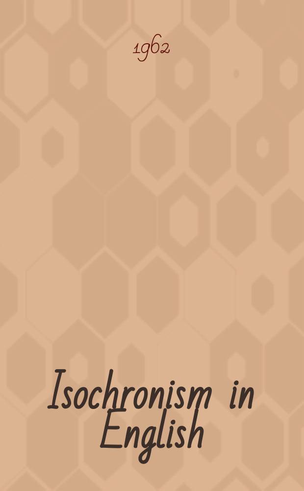 Isochronism in English