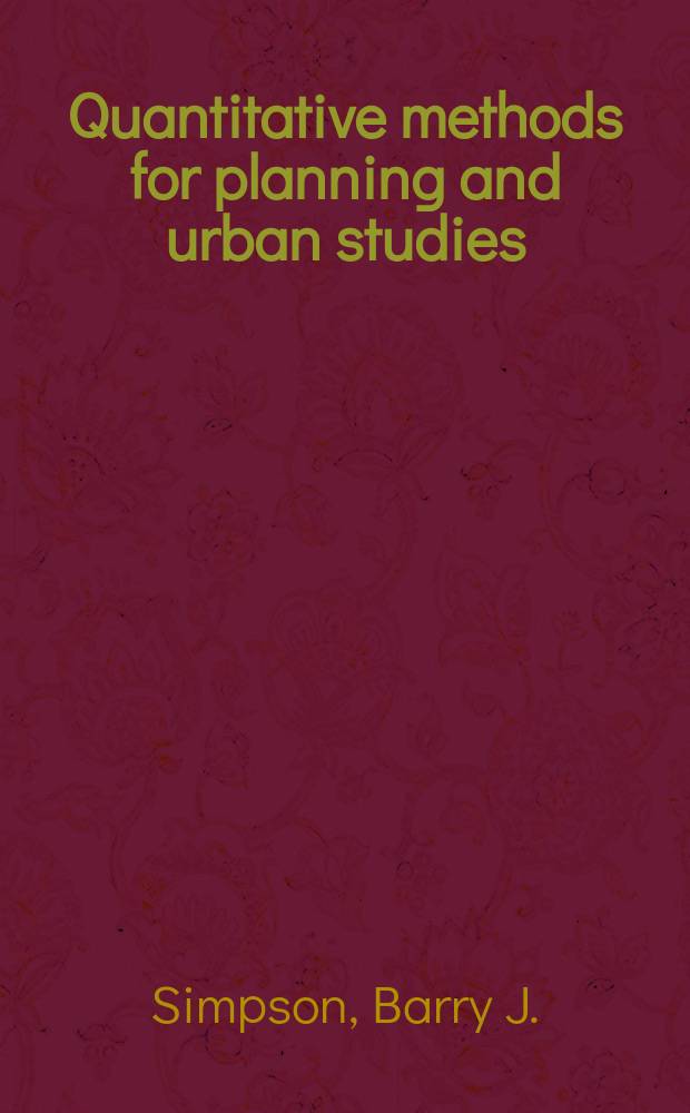Quantitative methods for planning and urban studies