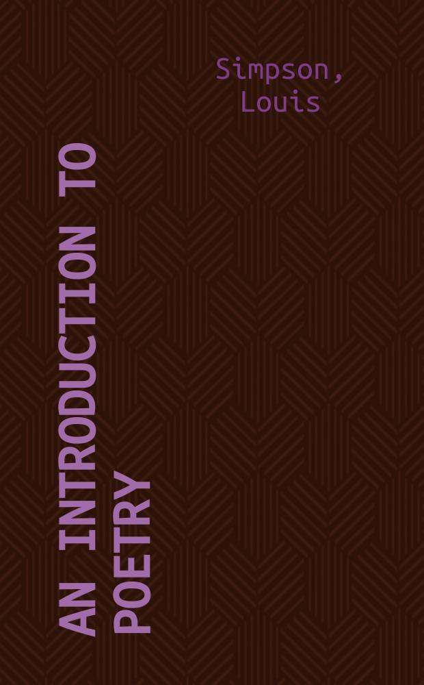 An introduction to poetry : An anthology