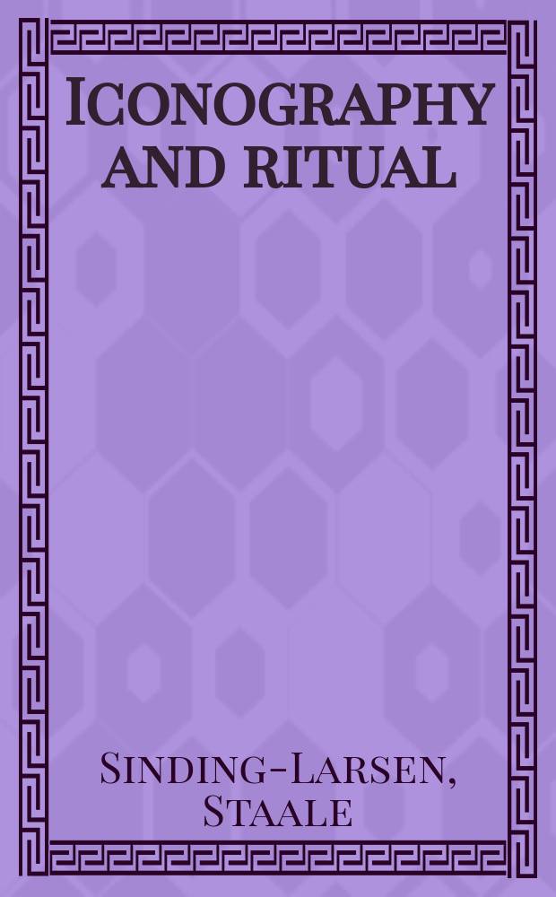 Iconography and ritual : A study of analytical perspectives