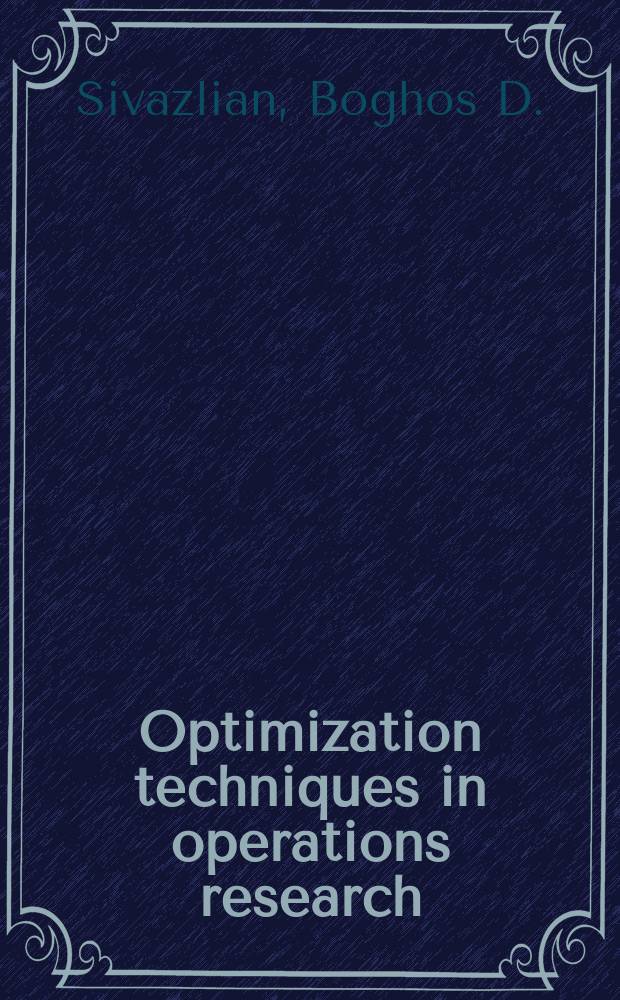 Optimization techniques in operations research