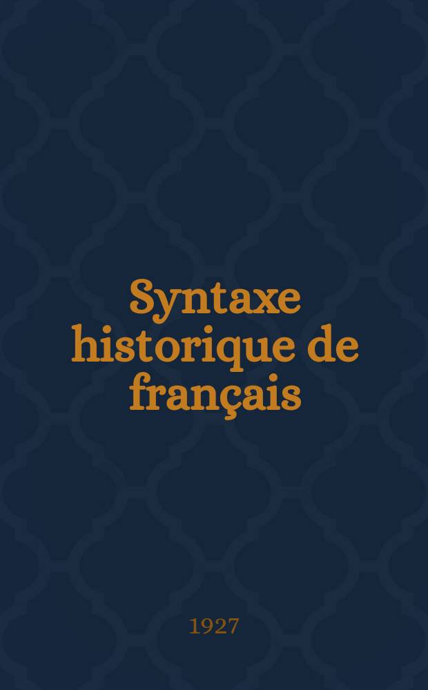 Syntaxe historique de français