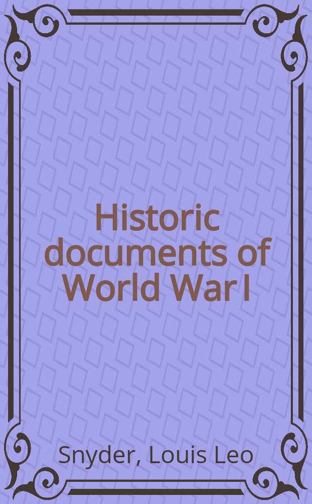 Historic documents of World War I