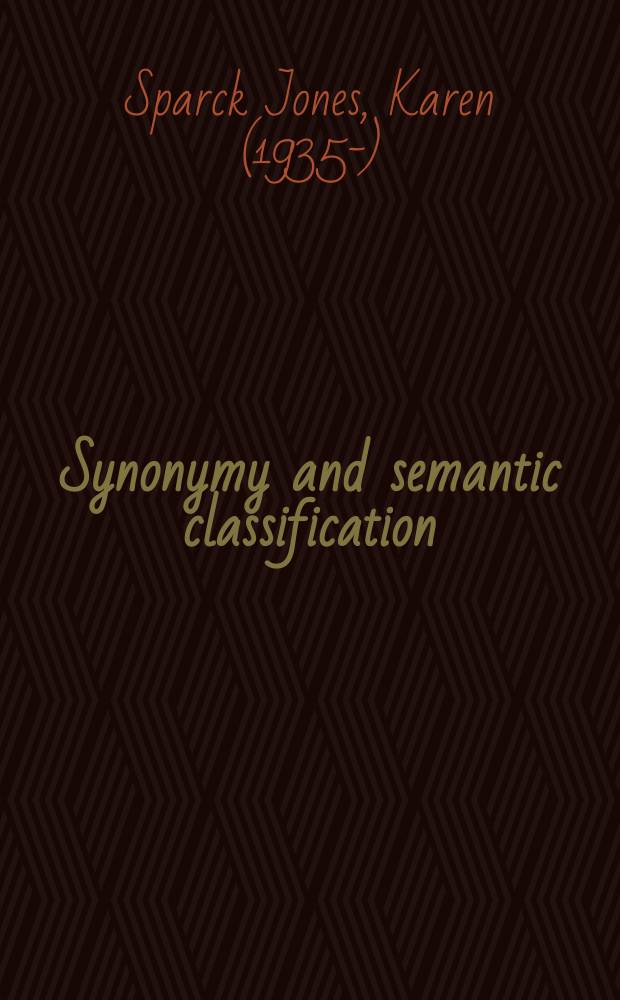 Synonymy and semantic classification
