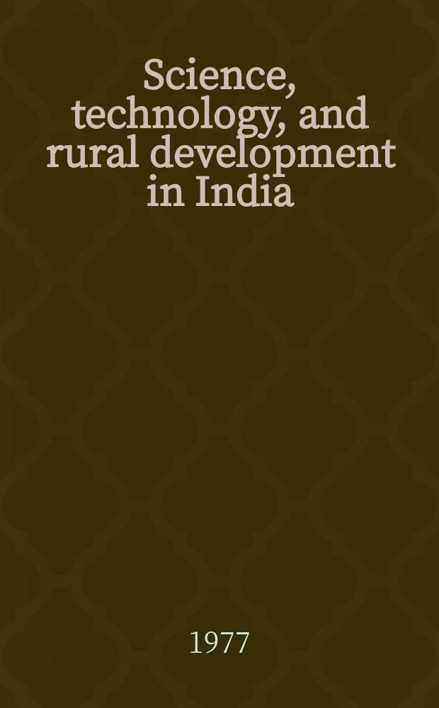 Science, technology, and rural development in India