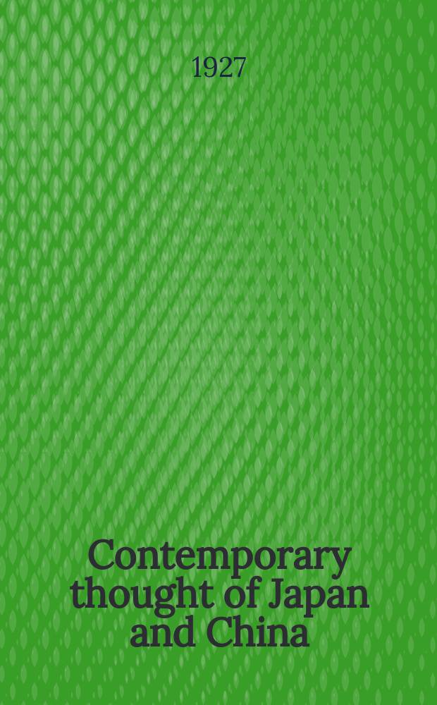 Contemporary thought of Japan and China
