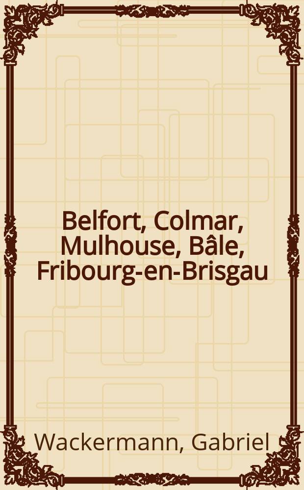 Belfort, Colmar, Mulhouse, Bâle, Fribourg-en-Brisgau : Un espace écon. transfrontalier