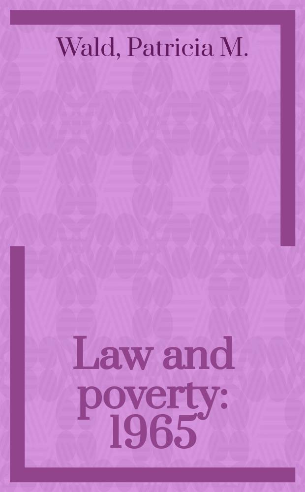 Law and poverty: 1965