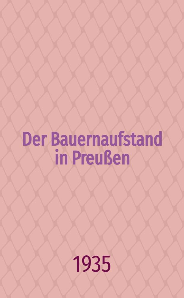 Der Bauernaufstand in Preußen