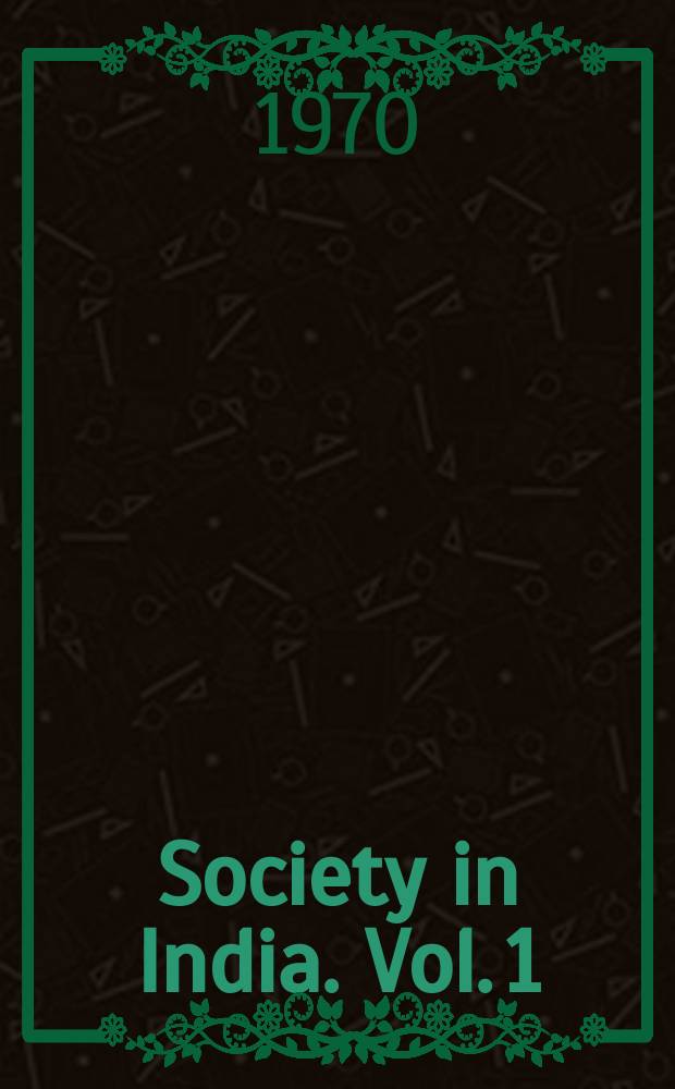 Society in India. Vol. 1 : Continuity and change