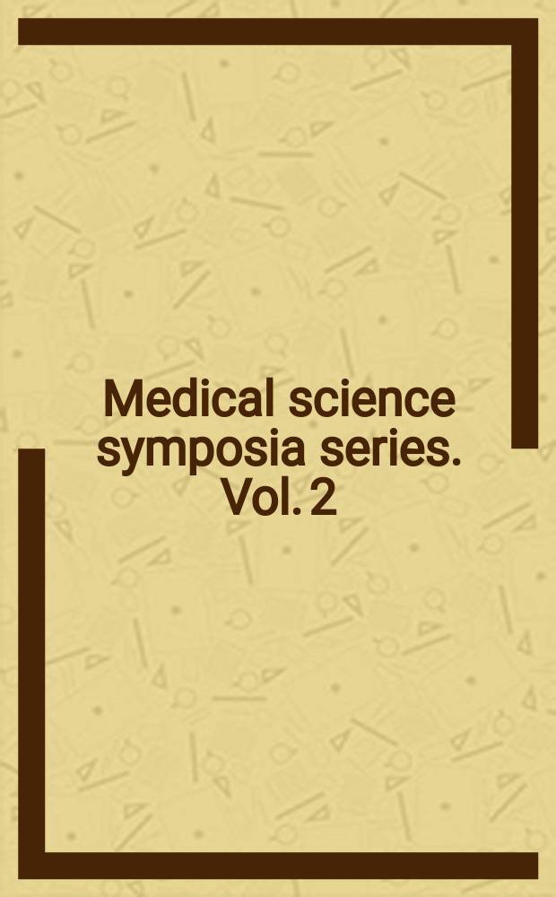 Medical science symposia series. Vol. 2 : Drugs affecting lipid metabolism