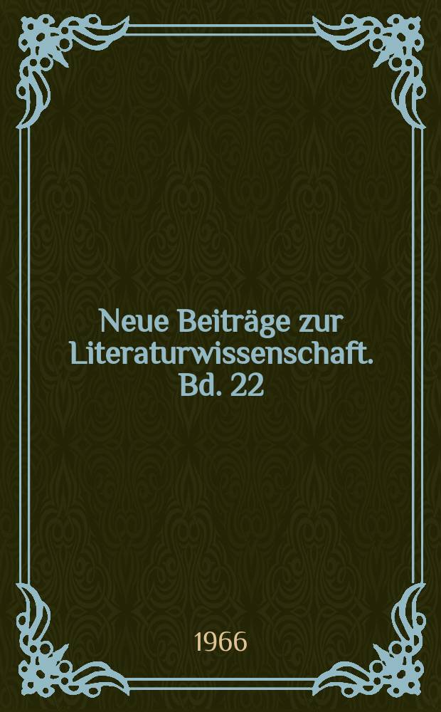 Neue Beiträge zur Literaturwissenschaft. Bd. 22 : Charles Perrault und Nicolas Boileau