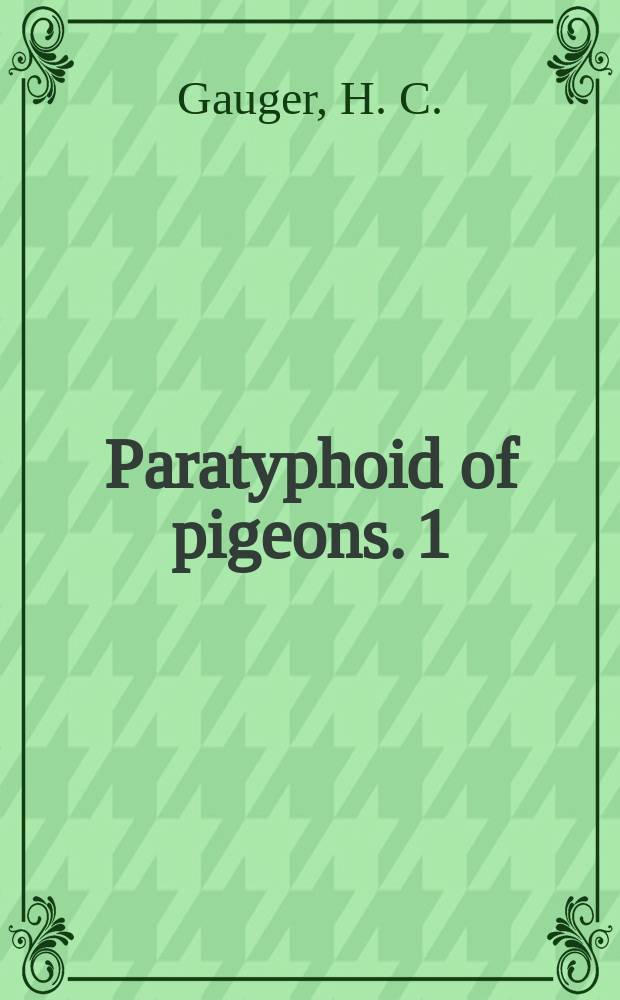 Paratyphoid of pigeons. 1 : Serological, bacteriological and hematological studies of spontaneously infected birds