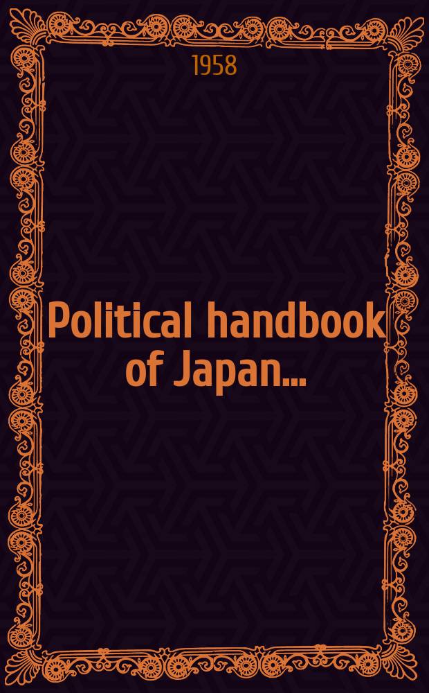 Political handbook of Japan ..
