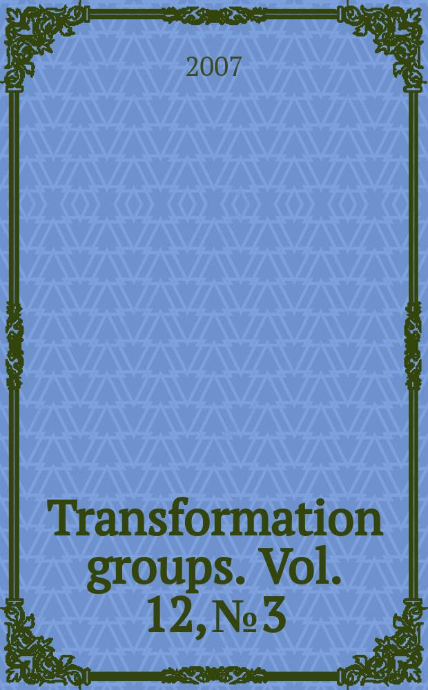 Transformation groups. Vol. 12, № 3