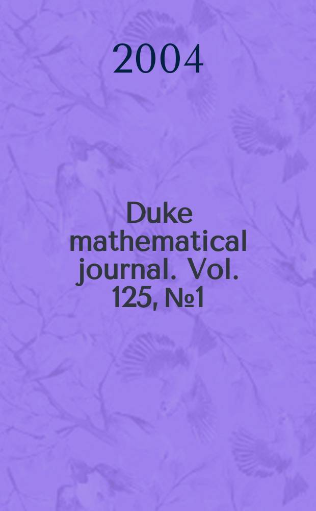 Duke mathematical journal. Vol. 125, № 1