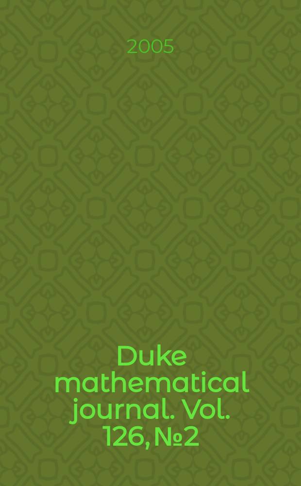 Duke mathematical journal. Vol. 126, № 2
