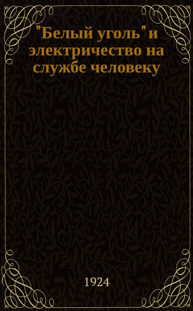 "Белый уголь" и электричество на службе человеку