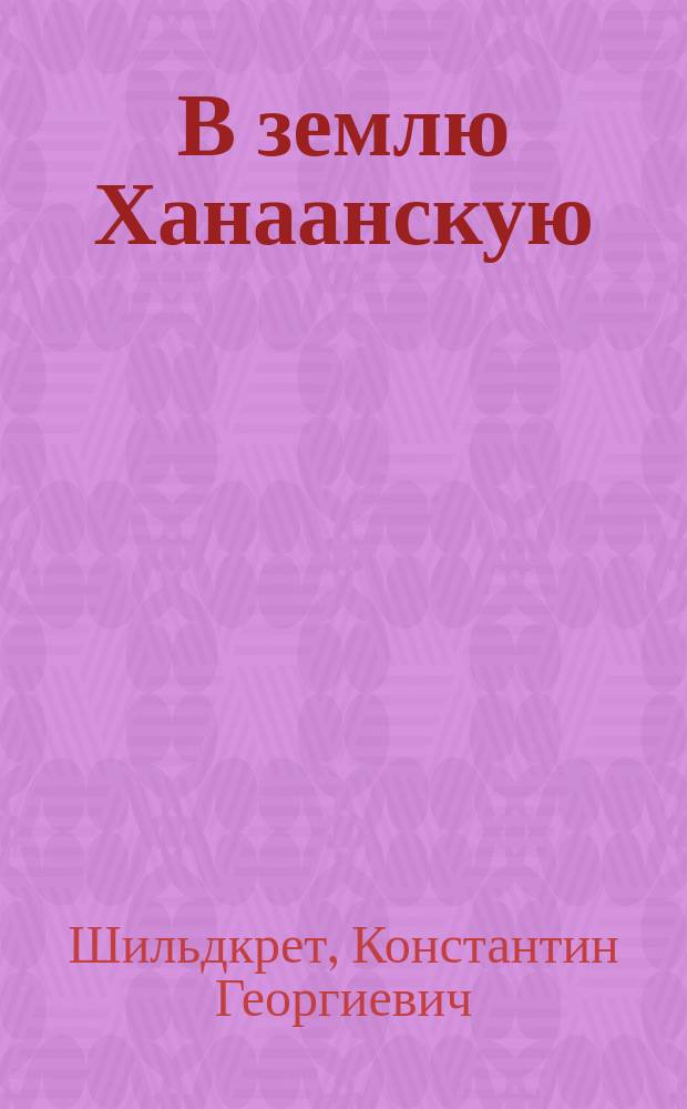 В землю Ханаанскую : Роман