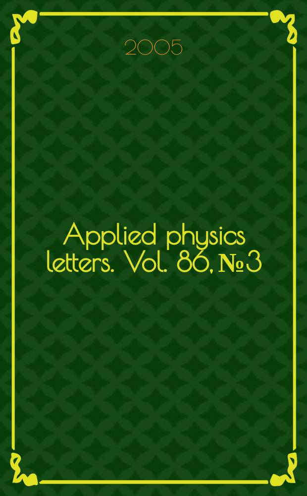Applied physics letters. Vol. 86, № 3