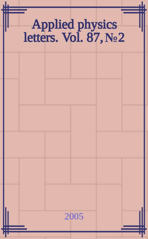 Applied physics letters. Vol. 87, № 2