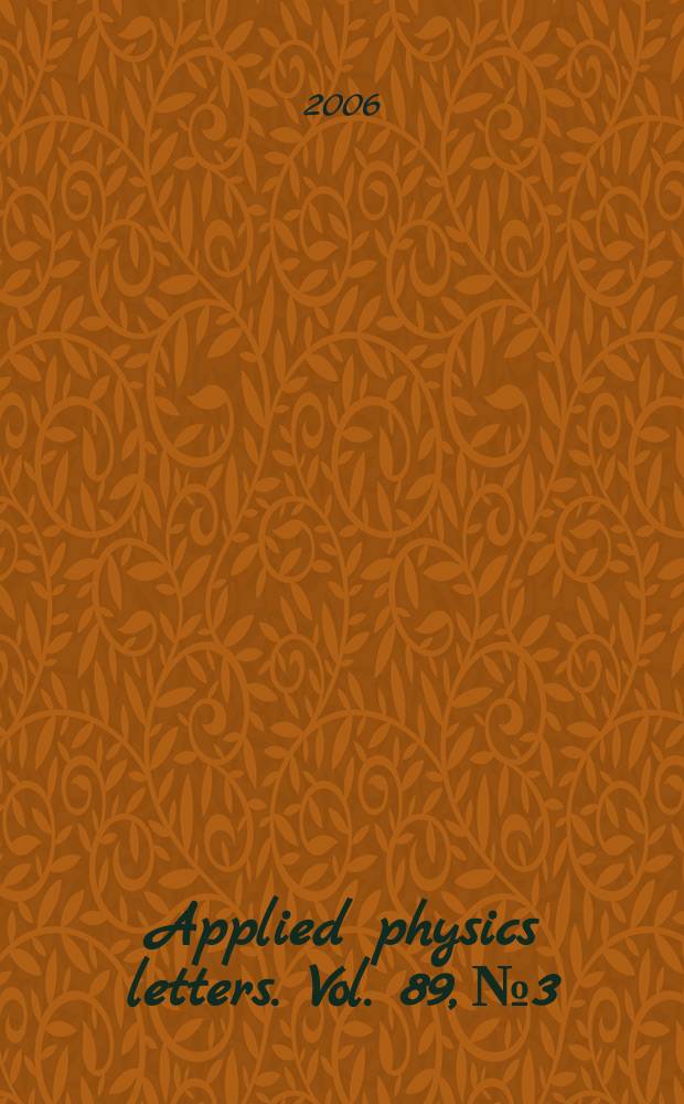 Applied physics letters. Vol. 89, № 3