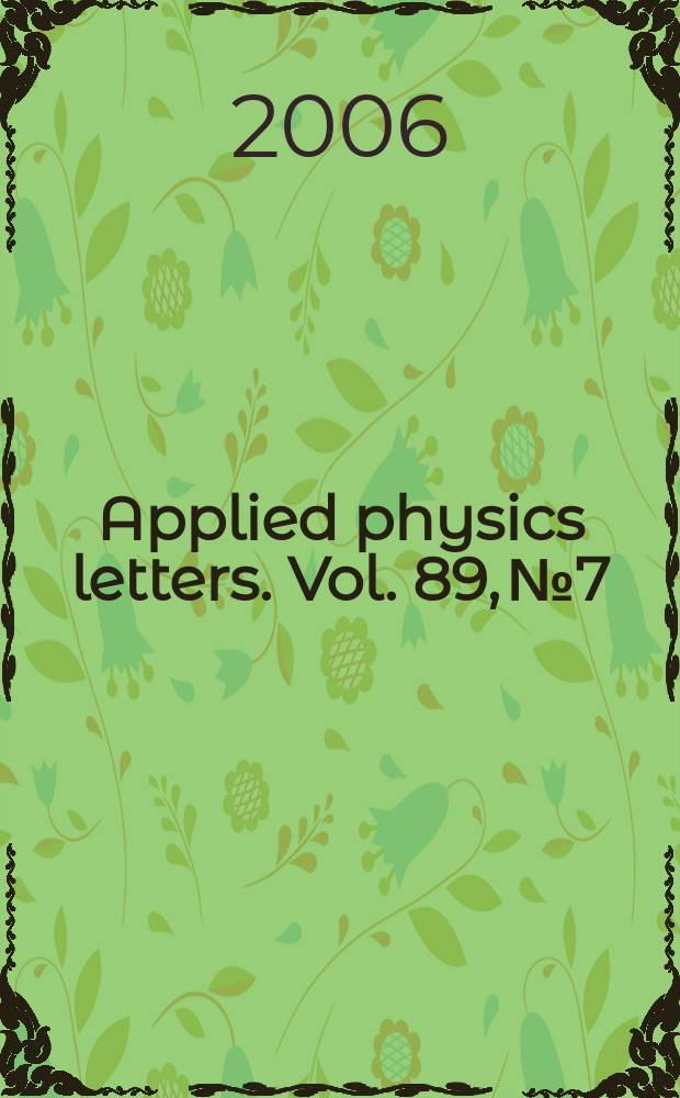 Applied physics letters. Vol. 89, № 7