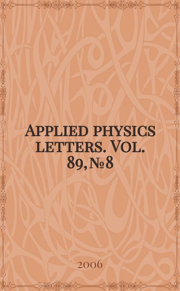 Applied physics letters. Vol. 89, № 8