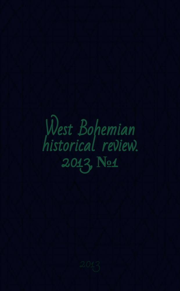 West Bohemian historical review. 2013, № 1