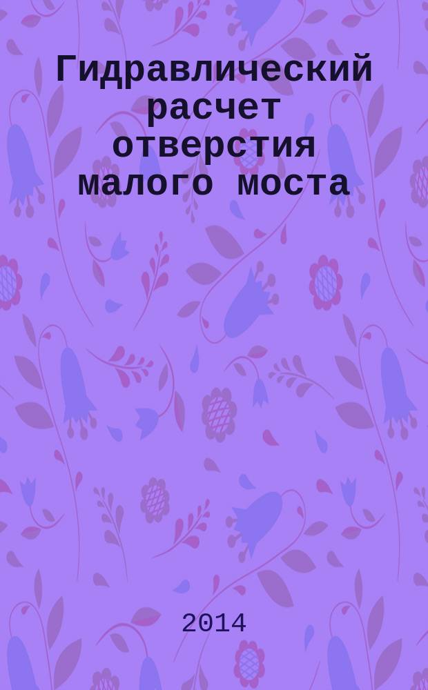 Гидравлический расчет отверстия малого моста : методические рекомендации к практическим занятиям по дисциплине "Гидравлика и гидрология"