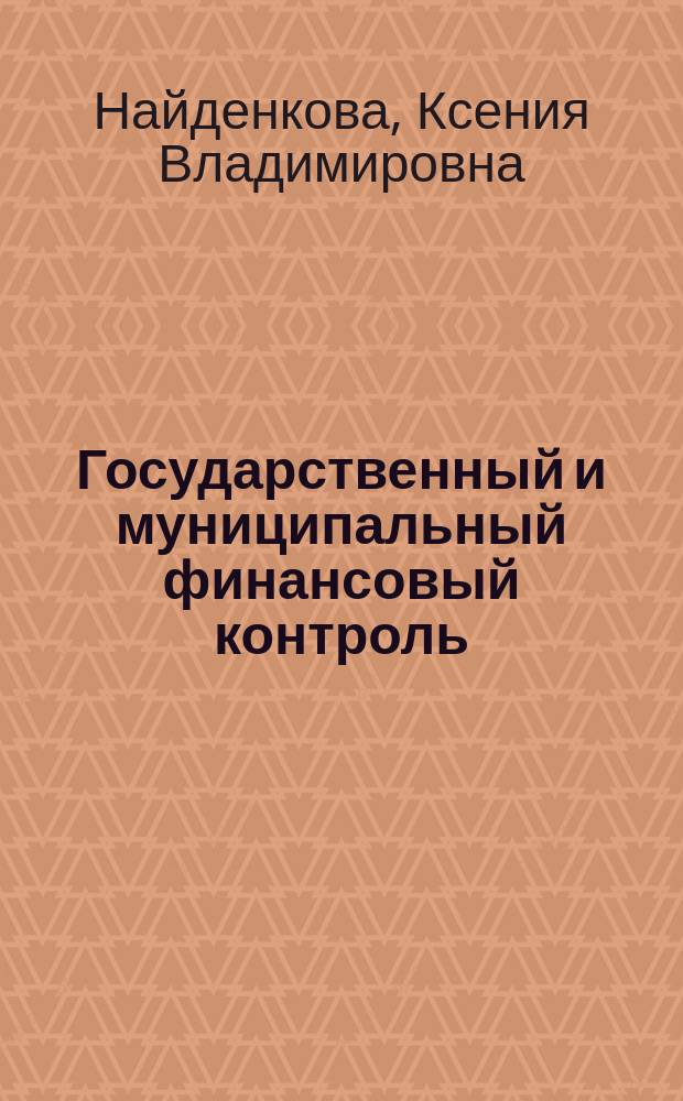 Государственный и муниципальный финансовый контроль : учебное пособие по курсу "Финансовый контроль и аудит"