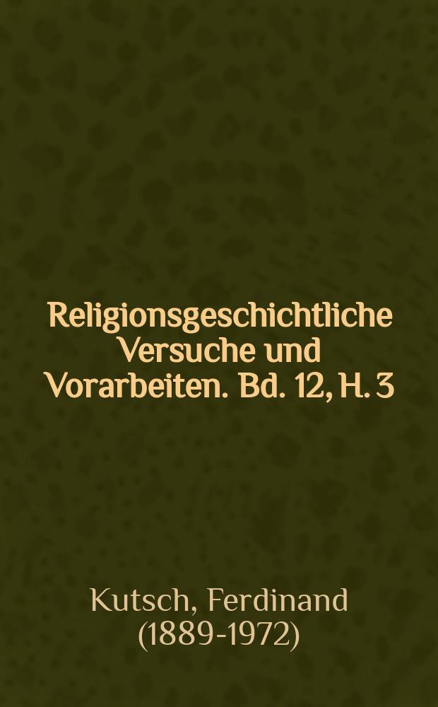 Religionsgeschichtliche Versuche und Vorarbeiten. Bd. 12, H. 3 : Attische Heilgötter und Heilheroen = Афинское исцеление богов и героев