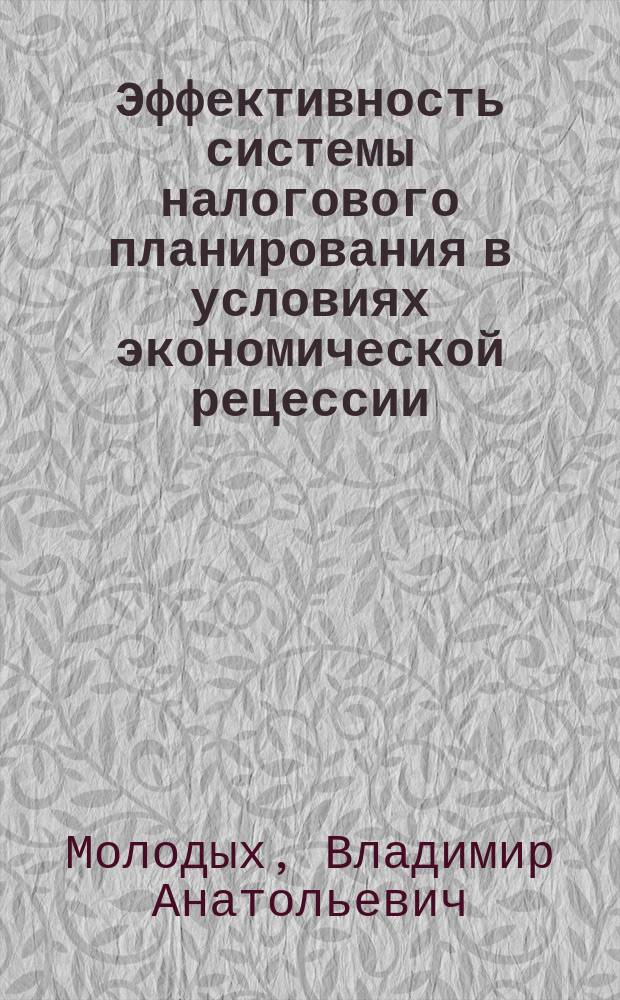 Эффективность системы налогового планирования в условиях экономической рецессии : монография