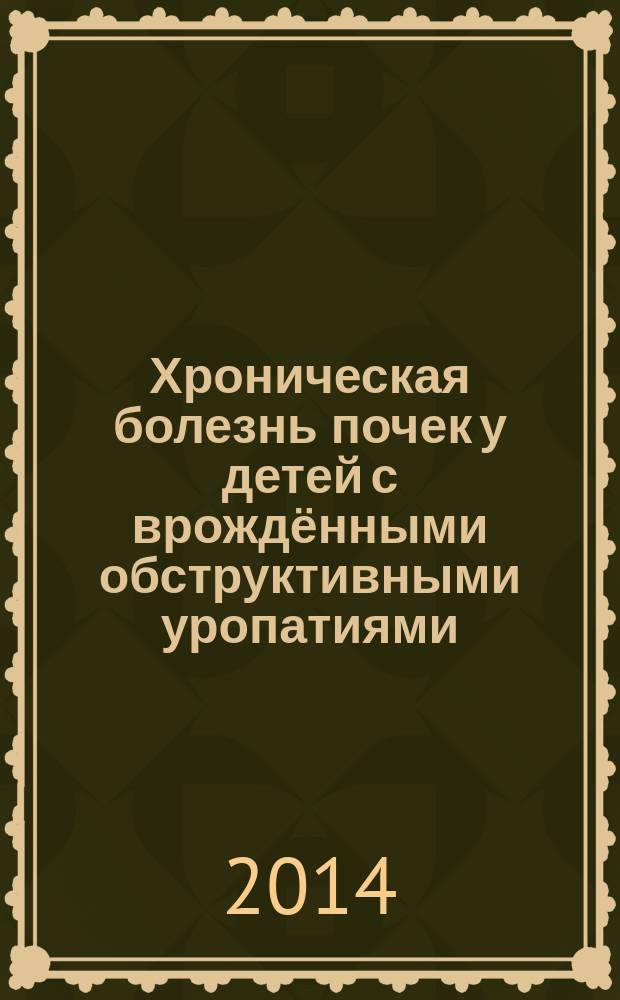 Хроническая болезнь почек у детей с врождёнными обструктивными уропатиями: профилактика прогрессирования : монография