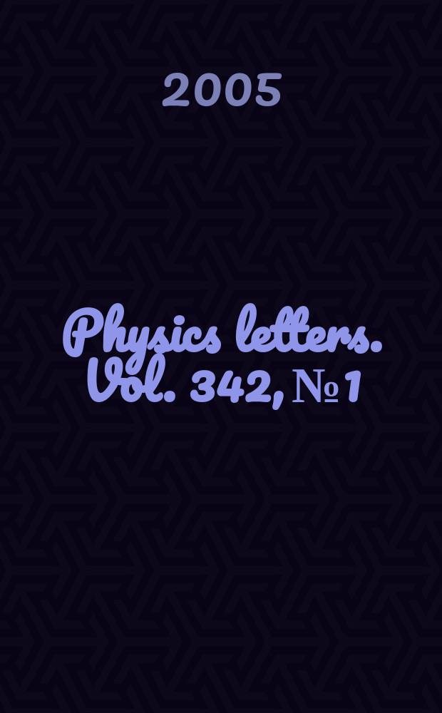 Physics letters. Vol. 342, № 1/2