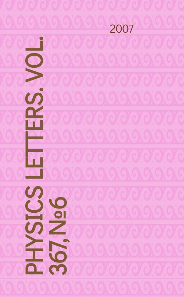 Physics letters. Vol. 367, № 6