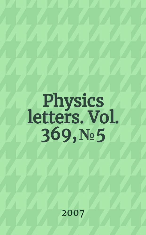 Physics letters. Vol. 369, № 5/6