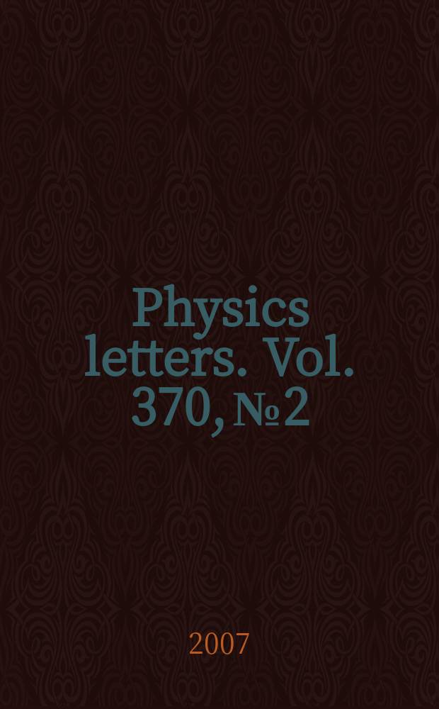 Physics letters. Vol. 370, № 2