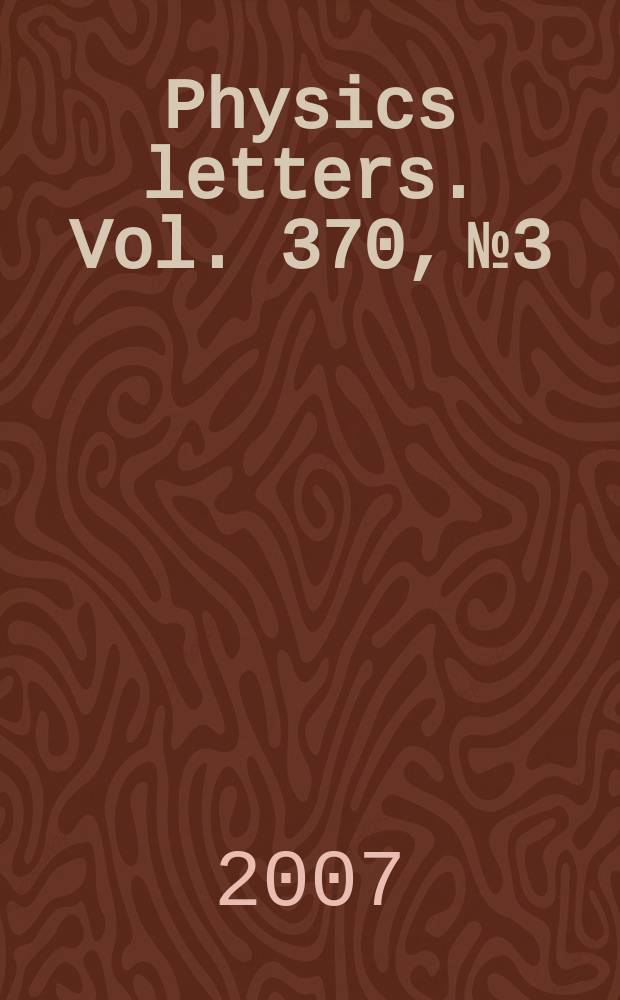 Physics letters. Vol. 370, № 3/4