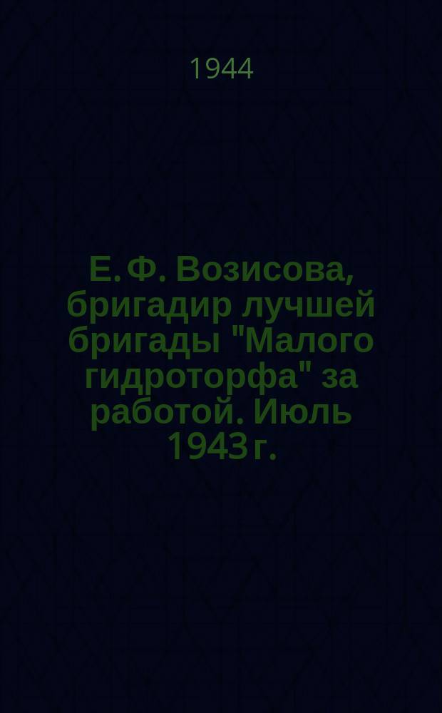 Е. Ф. Возисова, бригадир лучшей бригады "Малого гидроторфа" за работой. Июль 1943 г. : фотография