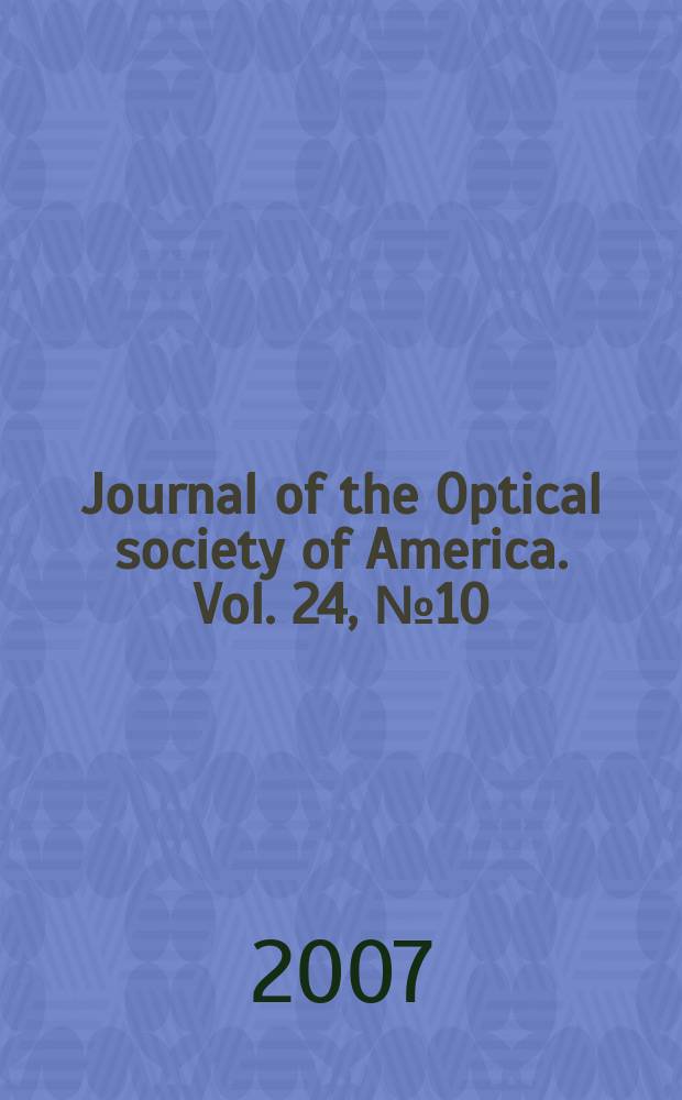 Journal of the Optical society of America. Vol. 24, № 10 : Photonic metamaterials