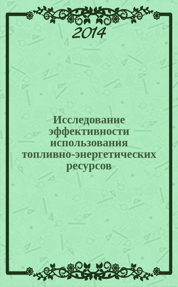 Исследование эффективности использования топливно-энергетических ресурсов : (на примере Нижегородского техникума отраслевых технологий) : монография