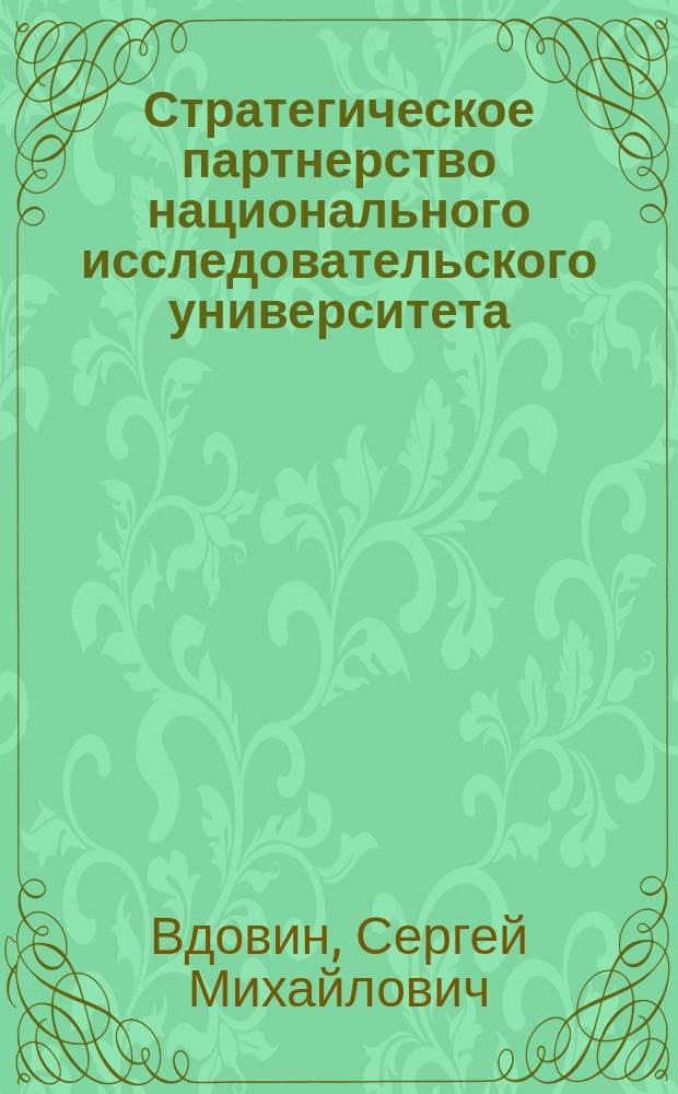 Стратегическое партнерство национального исследовательского университета: реалии и перспективы : монография